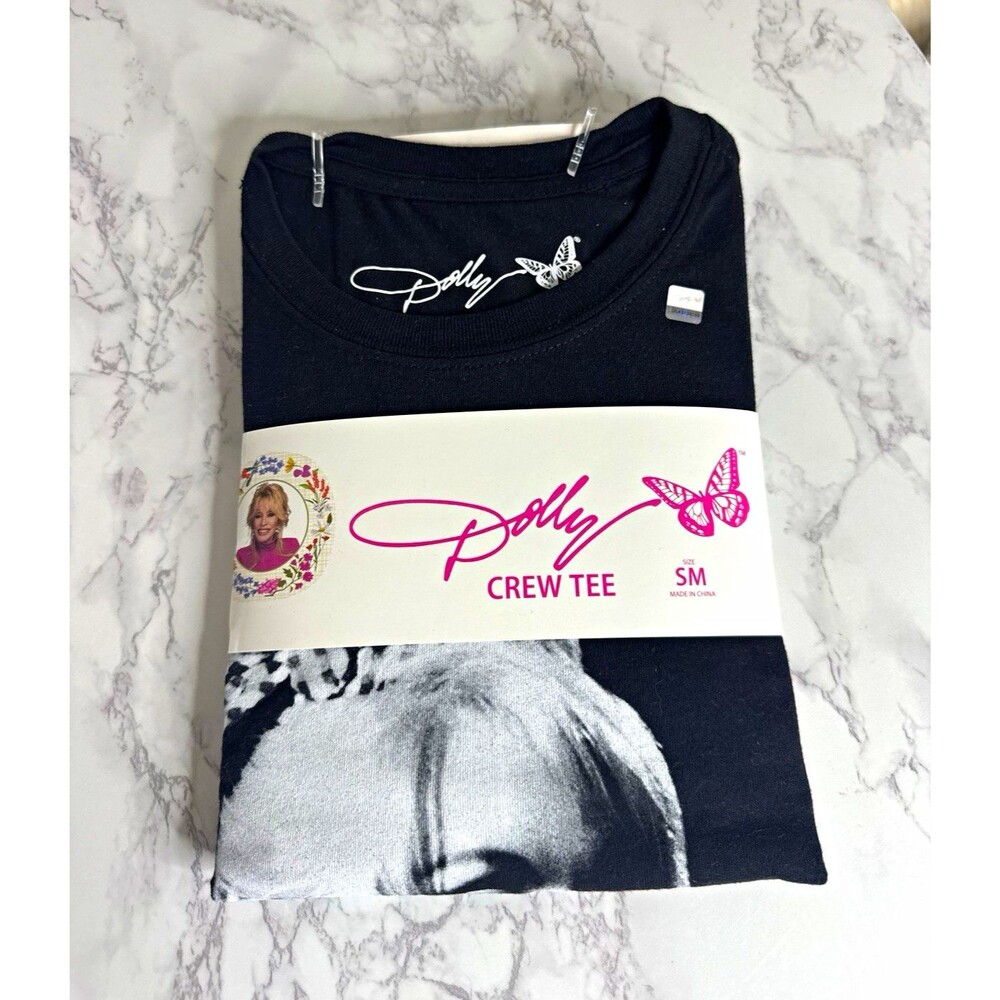 Dolly Parton Dolly Crew Tee Black Graphic Print Crew Neck T-Shirt Unisex S